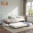 thumbnail image 1 of Tcbosik Metal Daybed with Trundle, Twin Size Bed Frame, Sofa Bed for Living Room Guest Room, No Box Spring Needed, White, 1 of 10