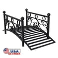 thumbnail image 1 of Tcbosik Metal Garden Bridge for Outdoor, Elegant Decorative Bridge with Handrail for Patio Pond Backyard Landscaping, 102*56*43cm, Black, 1 of 8