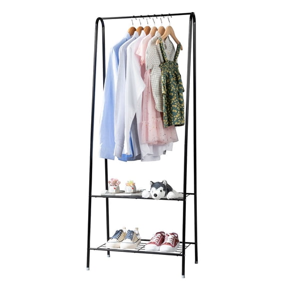 Tcbosik Metal Garment Rack with 2-Tiers Storage Shoe Rack for Bedroom ...