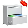 thumbnail image 1 of Tcbosik Metal Lateral File Cabinet with Lock and 2 Drawers, Filing Cabinet for Home Office, Storage Cabinet for Letter/Legal/A4/F4 Hanging Files, Easy Assembly, White, 1 of 10