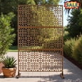 thumbnail image 1 of Tcbosik Metal Privacy Screen Outdoor, Freestanding Decorative Privacy Fence for Patio, Garden, Balcony, Porch, 48"W x 76"H, Easy Assembly, Brown, 1 of 9