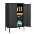 thumbnail image 1 of Tcbosik Metal Storage Cabinet with 2 Doors and 2 Adjustable Shelves, Waterproof Garage Tool Cabinet for Home Office Gym School, Black, 1 of 7