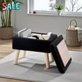 thumbnail image 1 of Tcbosik Minimalist Rectangular Storage Ottoman - Soft Teddy Fleece Padded Footstool with Sturdy Wooden Frame, Extra Seat Space Saver (Black, 15.7"L x 11.8"W x 12.6"H), 1 of 8