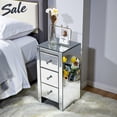thumbnail image 1 of Tcbosik Mirrored 3-Drawer Nightstand - Elegant Silver Storage Bedside Table with Crystal Knobs, Easy Assembly, 11.81"L x 11.81"W x 23.62"H, 1 of 10