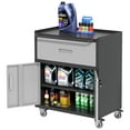 thumbnail image 1 of Tcbosik Mobile Metal Cabinet, Tool Storage 11Cabinet with Drawer and 2 Lockable Doors, Assembly Required, Black & Gray, 1 of 9