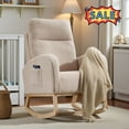 thumbnail image 1 of Tcbosik Modern Accent Rocking Chair, Teddy Upholstered Glider Rocker, Comfy Armchair with Side Pocket and High Backrest for Living Room, Bedroom, Beige, 1 of 7