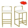 thumbnail image 1 of Tcbosik Modern Bar Stools Set of 2 with Low Back, Velvet Counter Height Stool with Metal Frame for Living Room, Dining Room, Creamy White & Gold, 1 of 7