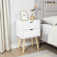 thumbnail image 1 of Tcbosik Modern Bedside Table with 2 Drawers, Compact Nightstand End Table for Small Space, 15.75"L x 11.81"W x 23.62"H, White, 1 Pack, 1 of 8