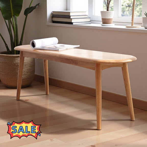 Tcbosik Modern Bench, 39.3" Solid Wood Bench for Entryway Hallway, Indoor End of Bed Bench for Bedroom, Living Room, Oak