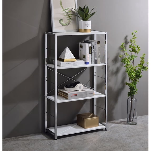Tcbosik Modern Bookshelf 4-Tiers Storage Shelf for Home Office, White