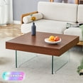 thumbnail image 1 of Tcbosik Modern Coffee Table, Small Cocktail Table with Tempered Glass Legs, 31.5 inch Square Center Table for Small Space, Living Room, Bedroom, Walnut, 1 of 10