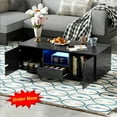 thumbnail image 1 of Tcbosik Modern Coffee Table with LED Lights, 47.2" Center Table with Drawer, Shelf and 2 Doors for Living Room, Easy Assembly, Black, 1 of 10