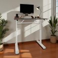 thumbnail image 1 of Tcbosik Modern Computer Desk, 23.6" - 35.4" Crank Height Adjustable Study Table with Crank Handle, Stand Up Desk, Home Office Table, Grey, 1 of 10