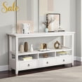 thumbnail image 1 of Tcbosik Modern Console Table with Storage Drawers & Open Shelves – White Accent Entryway Sofa Table behind Couch, Easy Assemble for Living Room, Home Office, 57.9"L x 14.2"W x 29.9"H, 1 of 7