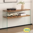 thumbnail image 1 of Tcbosik Modern Console Table with Glass Legs, 2-Tier Entryway Table, 43.3" Behind Couch Table for Hallway, Living Room, Easy Assembly, Walnut, 1 of 5