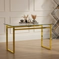 thumbnail image 1 of Tcbosik Modern Dining Table, Rectangular Kitchen Table with Tempered Glass Top and Golden Metal Legs for Living Room, 1 of 9