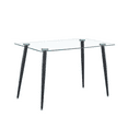 thumbnail image 1 of Tcbosik Modern Dining Table with Glass Top and Metal Legs, 47.2" Rectangular Kitchen Table for Kitchen Dining Room Living Room, Black, 1 of 6