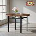 thumbnail image 1 of Tcbosik Modern Dining Table with MDF and Glass Top, 42 Inch Round Table with Glass Shelf, Kitchen Table for Living Room, Easy Assembly, Wood Color, 1 of 9