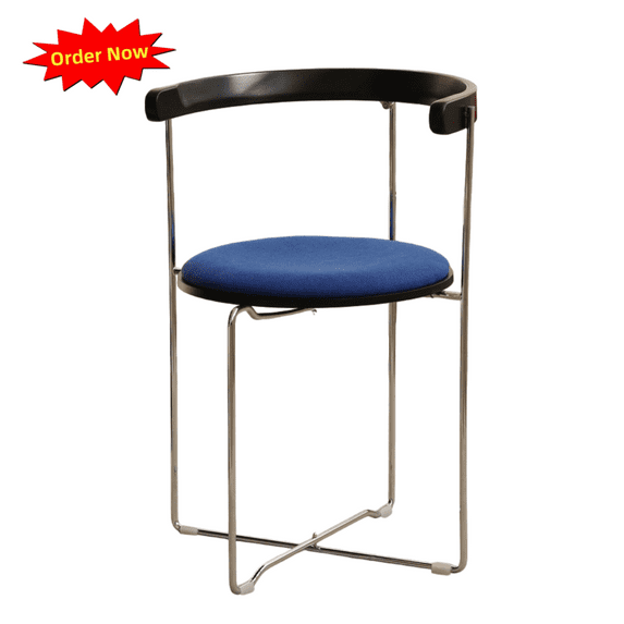Tcbosik Modern Folding Chair, Upholstered Chair with Metal Frame and Wood Back, Vanity Chair for Bedroom, Living Room, Dining Room, Space Saving, Blue