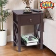 thumbnail image 1 of Tcbosik Modern Night Stand with Storage Drawer and Open Shelf, 2-Tier End Side Table for Living Room, Bedroom, Easy Assembly, Brown, 1 of 8
