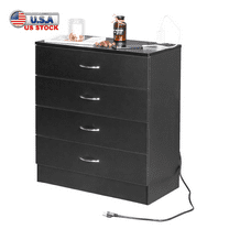 Tcbosik Night Stand with Charging Station and Storage Drawers, Small Chest of Drawers, Bed Side Table for Bedroom Living Room, Black