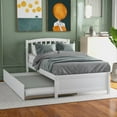 thumbnail image 1 of Tcbosik Platform Bed Wood Bed Frame Twin Size with Trundle, White, 1 of 10