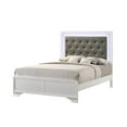 thumbnail image 1 of Tcbosik Modern Queen Size Upholstered Platform Bed with LED Light and Button Tufted Headboard, Box Spring Needed, White, 1 of 5