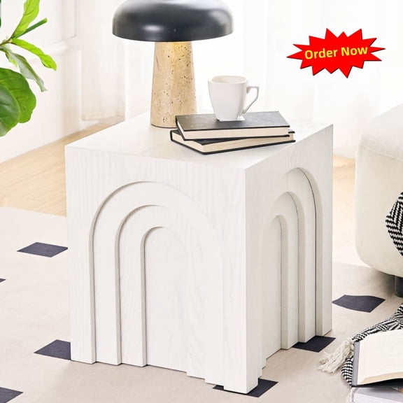 Tcbosik Modern Side Table, 15.7" Square End Table, Small Night Stand for Bedroom, Living Room, White