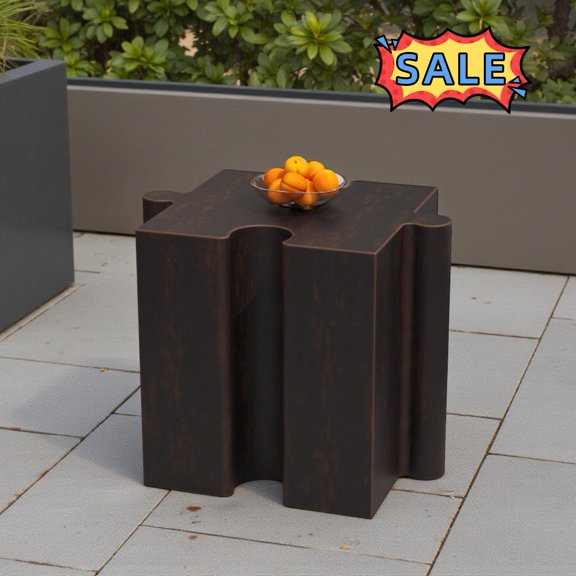 Tcbosik Modern Side Table for Indoor & Outdoor, Unique Magnesium Oxide End Table for Living Room, Bedroom, Garden, Patio, Copper