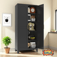 thumbnail image 1 of Tcbosik Modern Storage Cabinet with 2 Doors, 71"H Cupboard with Adjustable Shelves, Sideboard Buffet Cabinet for Kitchen, Dining Room, Living Room, Black, 1 of 10