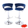 thumbnail image 1 of Tcbosik Modern Swivel Bar Stools Set of 2, 23.6"-32" Height Adjustable Velvet Fabric Bar Chair with Metal Legs for Kitchen Island, Home Pub, Easy Assembly, Blue, 1 of 9