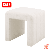 Tcbosik Modern Teddy Velvet Ottoman, Vanity Stool Chair, Upholstered Footrest for Home Decor, Makeup Room, Living Room, White