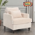 thumbnail image 1 of Tcbosik Modern Upholstered Armchair, Chenille Fabric Accent Chair, Comfy Reading Chair with Wood Frame, Single Sofa Chair, Easy Assembly, Beige, 1 of 9