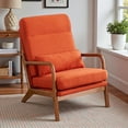 thumbnail image 1 of Tcbosik Modern Upholstered Linen Lounge Armchair in Burnt Orange, High Back Accent Leisure Chair with Solid Wood Frame and Supportive Waist Pillow, Easy Assembly, 1 of 9