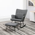 thumbnail image 1 of Tcbosik Modern Upholstered Rocking Chair with Ottoman - Glider Rocker with High Back - Comfy Reading Chair for Living Room Bedroom - Grey, 1 of 8
