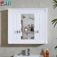 thumbnail image 1 of Tcbosik Modern Wall Mounted Mirror Cabinet with 3 Doors & Metal Handles, White Medicine Cabinet with Adjustable Shelf, 35x28in Bathroom Space Saver, 1 of 9