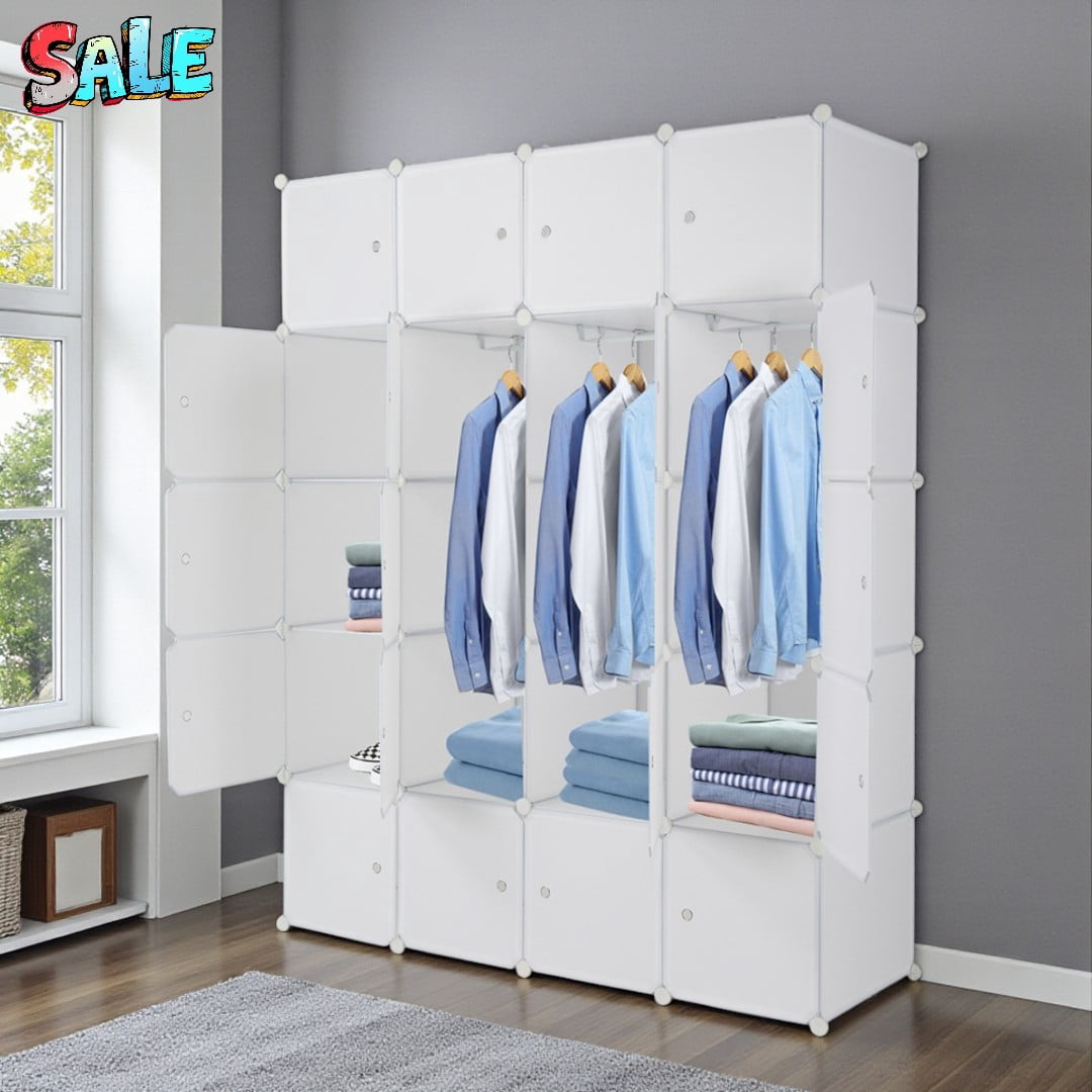 Tcbosik Multi-Purpose Cube Closet Organizer with 3 Hanging Rods, 20 ...