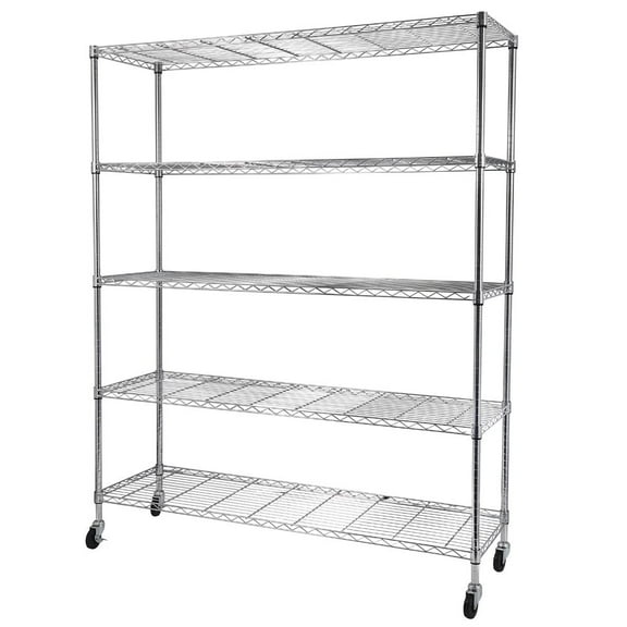 Tcbosik NSF Certified Storage Shelves, Heavy Duty Steel Wire Shelving Unit with Wheels and Adjustable Feet, Used as Pantry Shelf, Garage or Bakers Rack Kitchen Shelving - (18"x59"x71" 5-Tier)