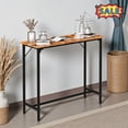thumbnail image 1 of Tcbosik Narrow Bar Table with Metal Frame, 43" Counter Height Table, Multifunctional Console Table for Hallway, Kitchen, Living Room, Dining Room, Brown, 1 of 5