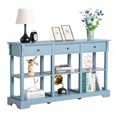 thumbnail image 1 of Tcbosik Narrow Console Table, 58.2" Long Sofa Table with Storage Shelves, Foyer Table with 3 Drawers for Living Room, Hallway, Easy Assembly, Teal Blue, 1 of 9