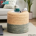 thumbnail image 1 of Tcbosik Natural Hyacinth Round Pouf Ottoman, Handcrafted Boho Accent Stool with Anti-Slip Pads, 18" Footrest/Seat, No Assembly Needed for Living Room, Bedroom & Entryway (Natural & Gray), 1 of 6