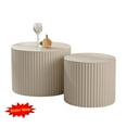 thumbnail image 1 of Tcbosik Nesting Coffee Table Set of 2, 19.6" Small Round Side Table, 27.5" Circular Center Table for Living Room, Accent Table for Home, Apartment, No Assembly Required, Beige & Cream, 1 of 8