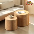 thumbnail image 1 of Tcbosik Nesting Coffee Table Set of 2, Modern Coffee Table & End Table, Round Center Table for Living Room, Bedroom, Space Saving, Light Oak, 1 of 6