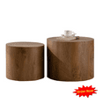 thumbnail image 1 of Tcbosik Nesting Coffee Table Set of 2, Modern Round Cocktail Table, Accent Table for Small Space, Side Table for Living Room, Bedroom, Brown, 1 of 9