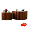 thumbnail image 1 of Tcbosik Nesting Coffee Tables Set of 2, Modern Round Accent Table, 27.5 inch Cocktail Table, 19.6" Sofa Side Table, Center Table for Small Space, Living Room, No Assembly Required, Walnut, 1 of 8
