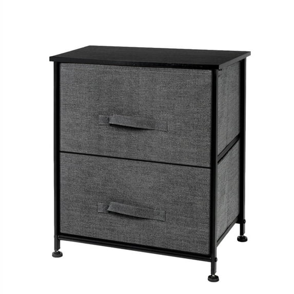 Tcbosik Nightstand, 2 Drawer Dresser for Bedroom, Small Dresser with 2 Drawers, Bedside Furniture, Night Stand, End Table with Fabric Bins for Bedroom, Living Room, College Dorm, Dark Grey