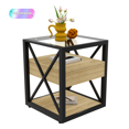 thumbnail image 1 of Tcbosik Nightstand with Glass Top, Side Table with Storage Drawer and Open Shelf, 3-Tier Modern End Table for Living Room, Space Saving, Natural, 1 of 9
