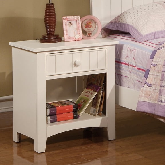 Tcbosik Nightstand with Storage Drawer, Bedside Table with Open Shelf, End Table for Living Room, Bedroom, White