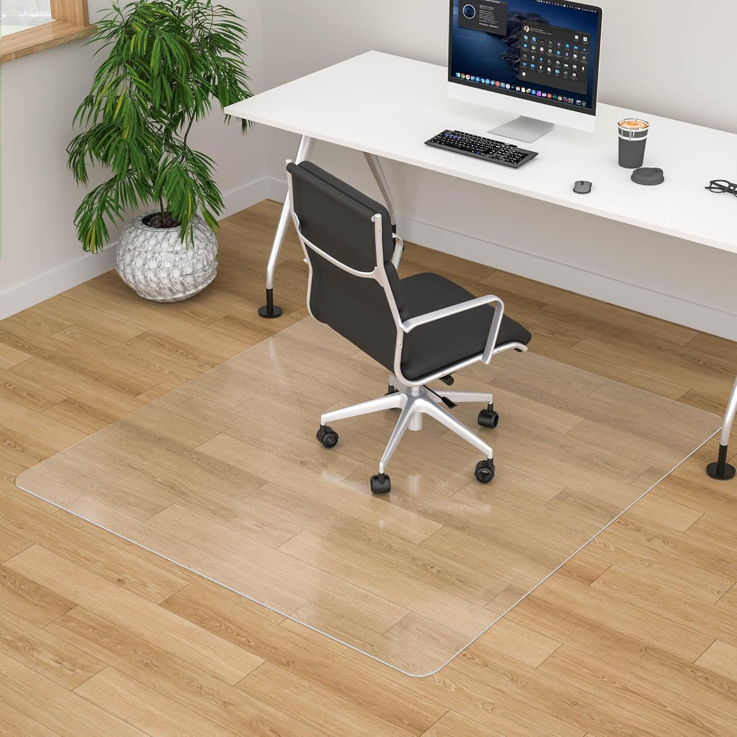 Tcbosik Office Chair Mat for Floor, 47"x35" Transparent Chair Mat