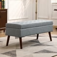 thumbnail image 1 of Tcbosik Ottoman with Storage, Upholstered Bench with Button Tufted Seat, Linen Fabric Footrest for Bedroom, Living Room, Holds up to 300 lb, Grey, 1 of 10